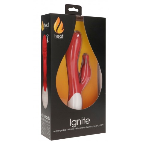 Красный вибратор-кролик G Ignite с функцией нагрева - 20,8 см.